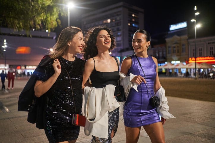 group of female friends on a night out