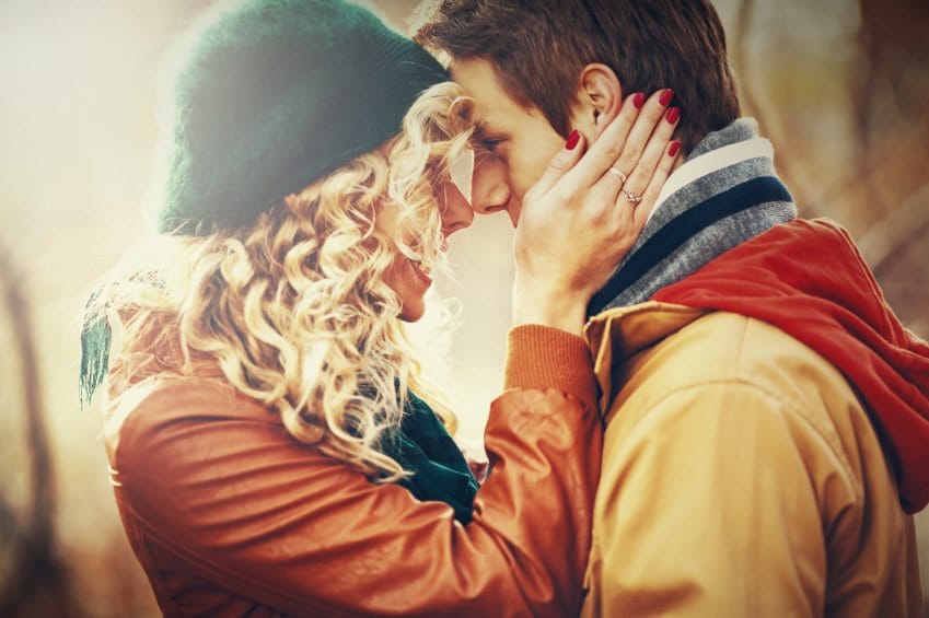 Loving couple staring into each other's eyes
