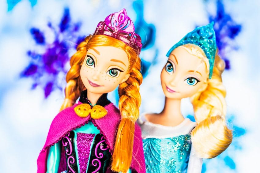 Elsa and Anna Barbie dolls
