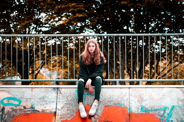 hipster woman at skating park