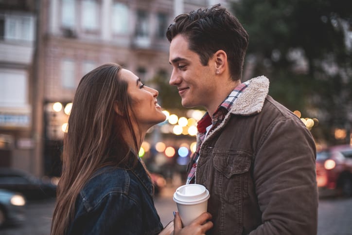 romantic couple on outdoor date
