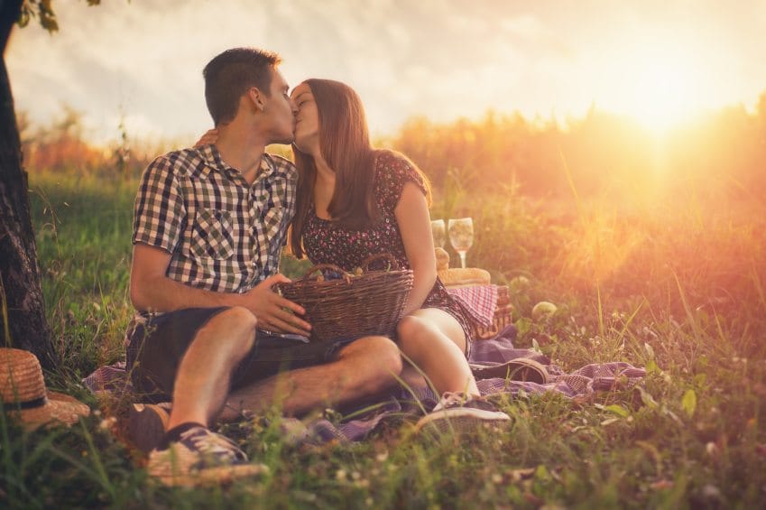 Couple having a romantic picnic