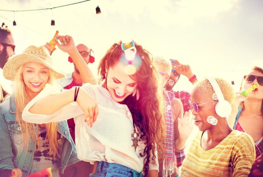Friends partying