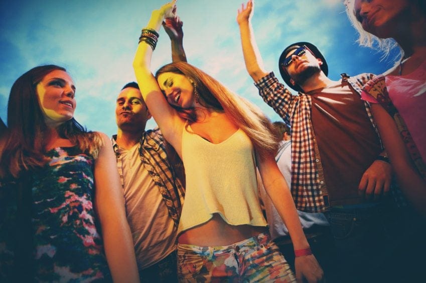 Group of hipsters partying