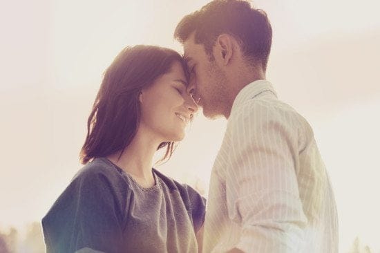 romantic moment between couple