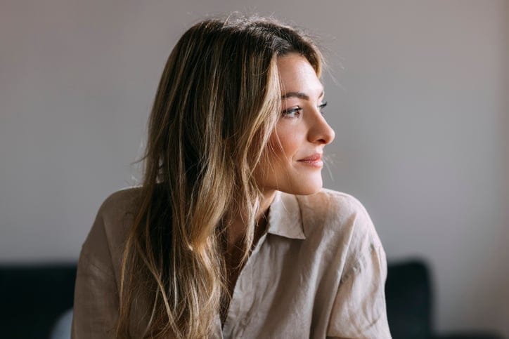 woman sitting alone