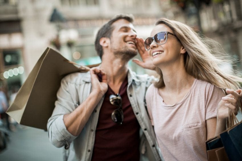 couple on shopping day out