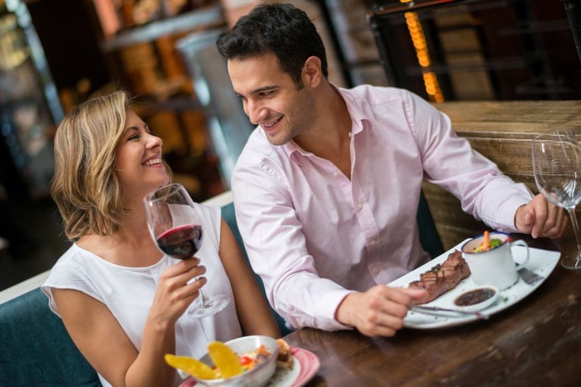 Happy couple at a romantic dinner