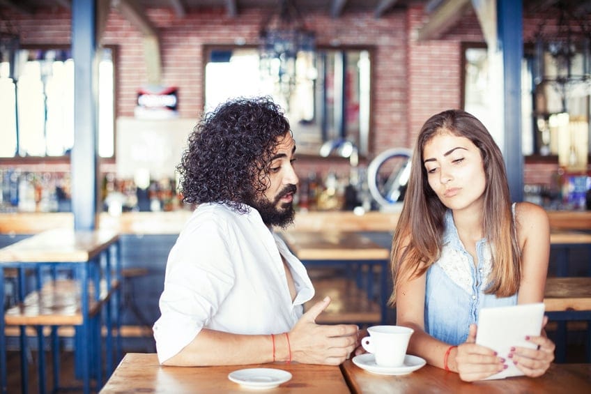 Young couple in a cafe