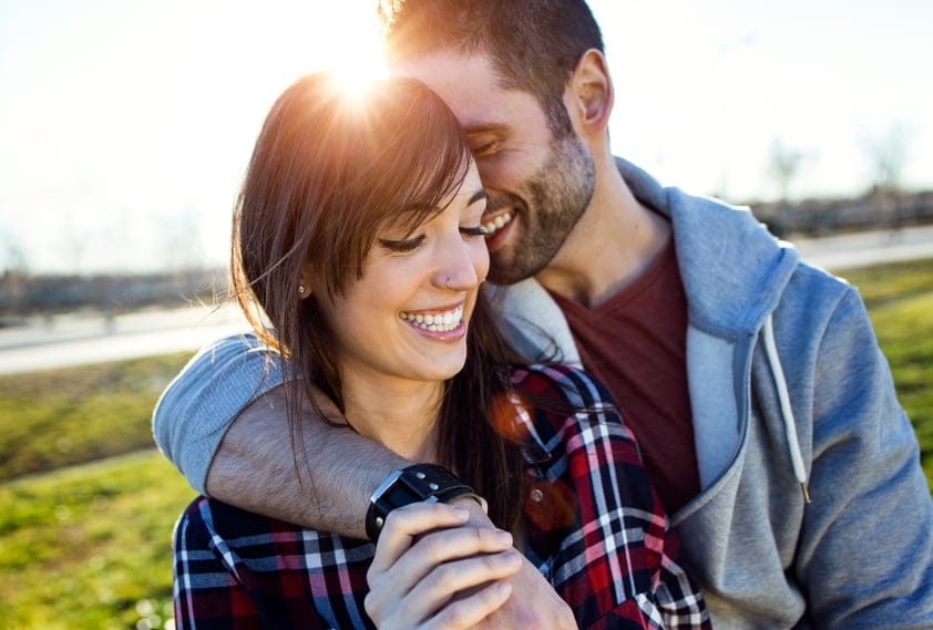 loving couple embracing