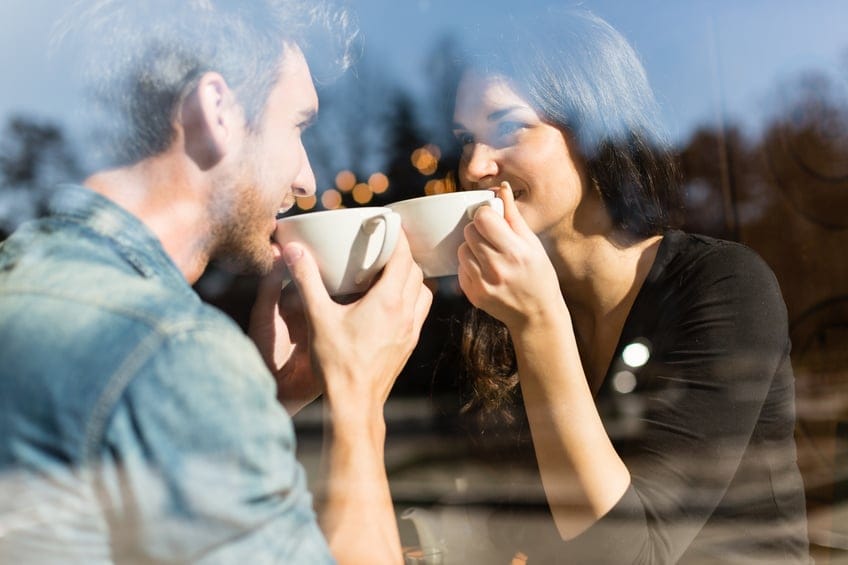 Couple enjoying tea in a restaurant