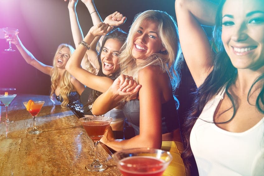 girls drunk bar happy