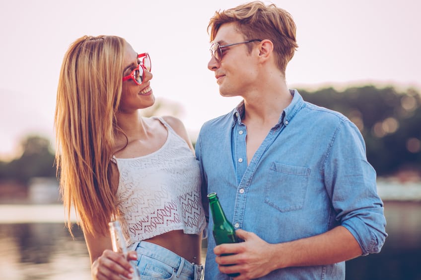 Young couple having fun on the beach.