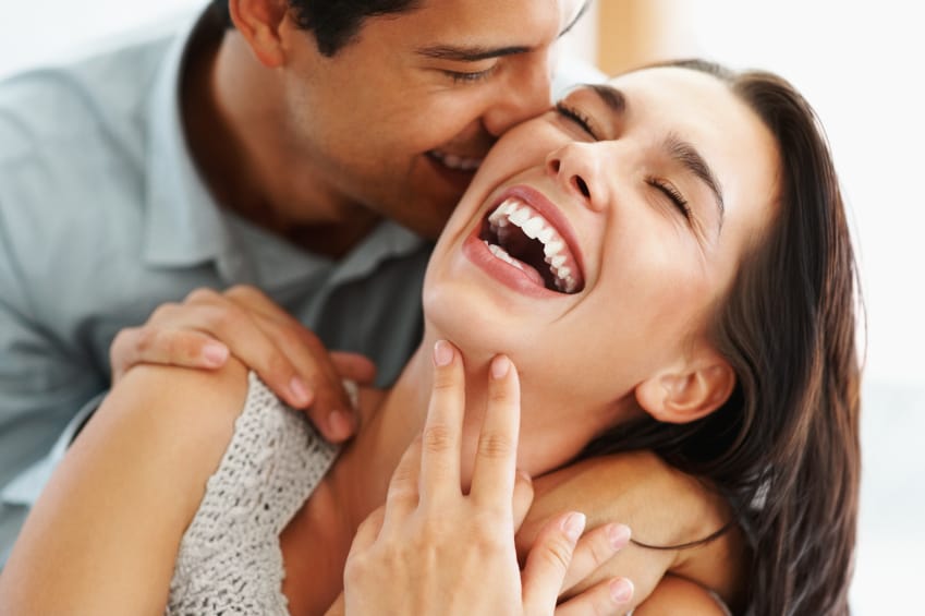 couple laughing happy romantic