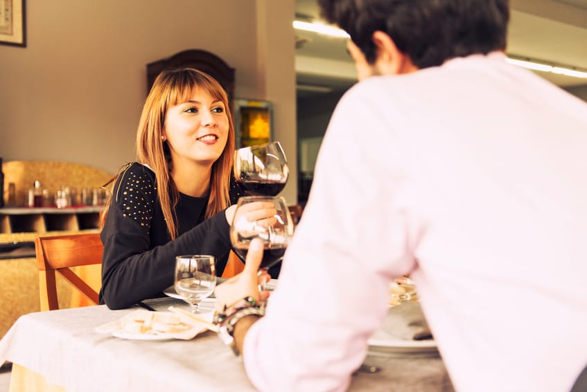 Couple eating at restaurant