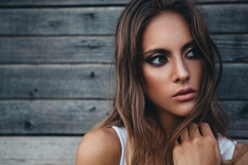 woman portrait serious outdoors