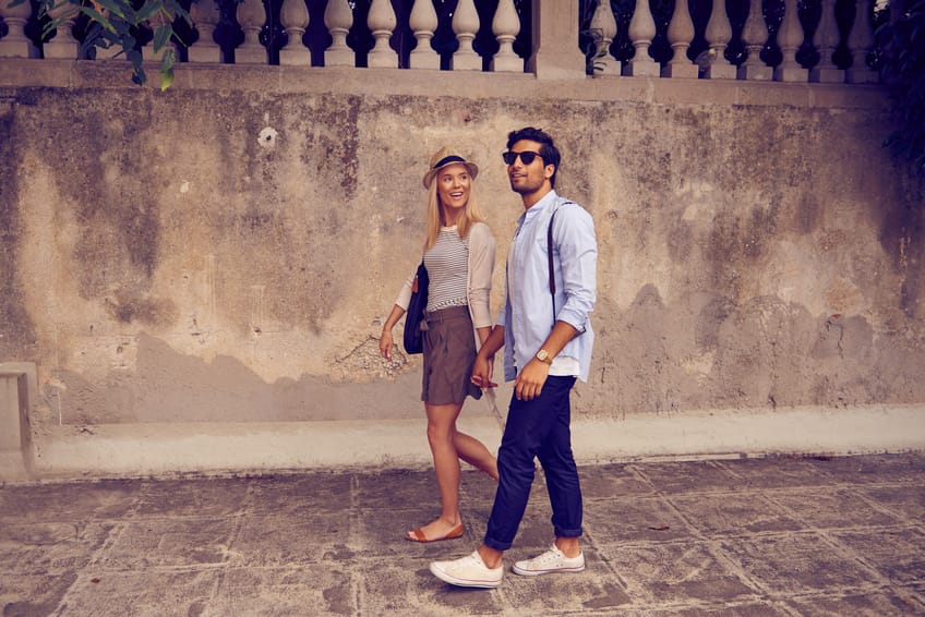 couple walking holding hands