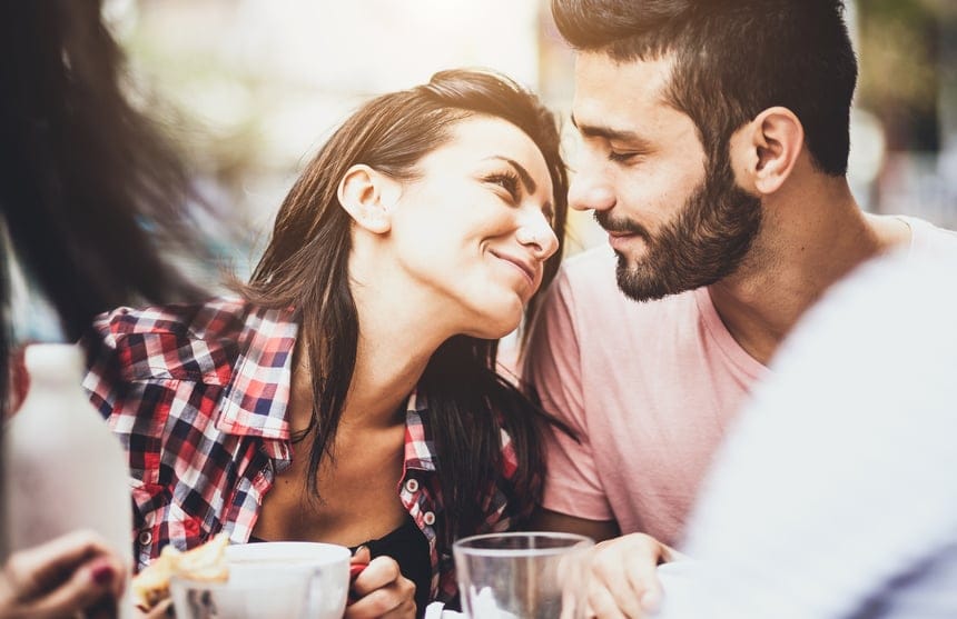 couple close cafe sun