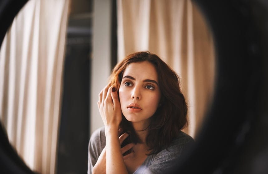 Cropped shot of a young woman at home