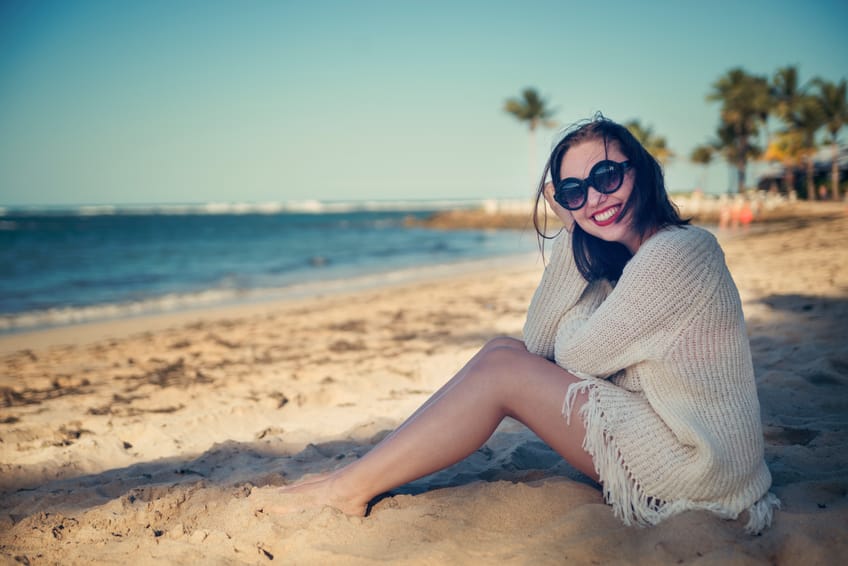 woman beach smile