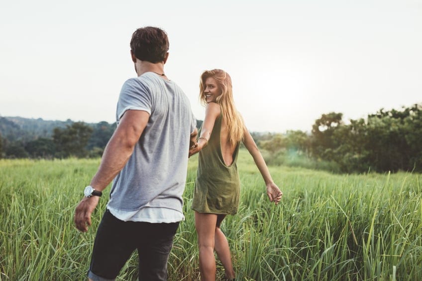 couple grass summer happy romance