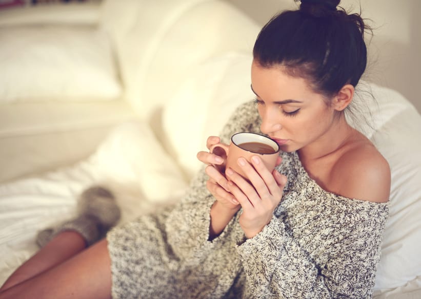 young brunette woman in home interior