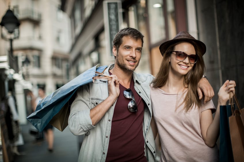 Close up of a couple enjoying shopping together