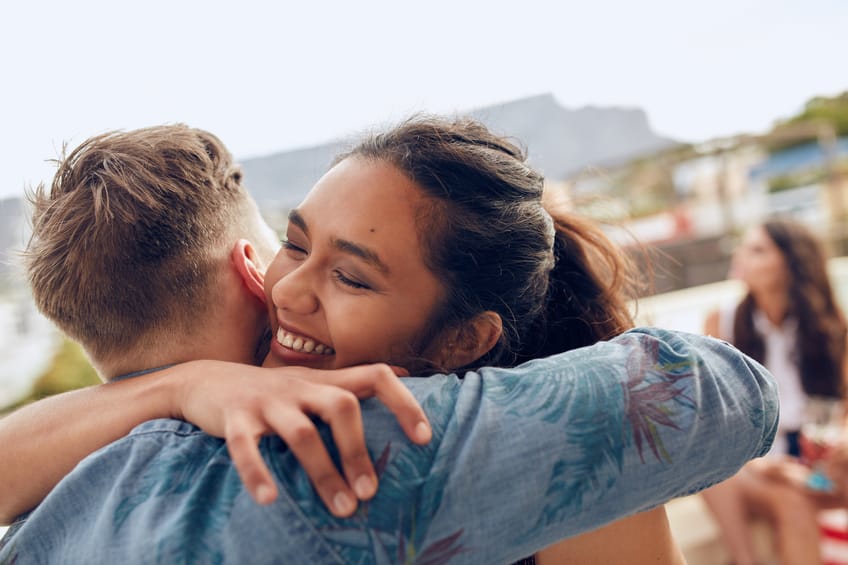 couple hugging affectionate romance