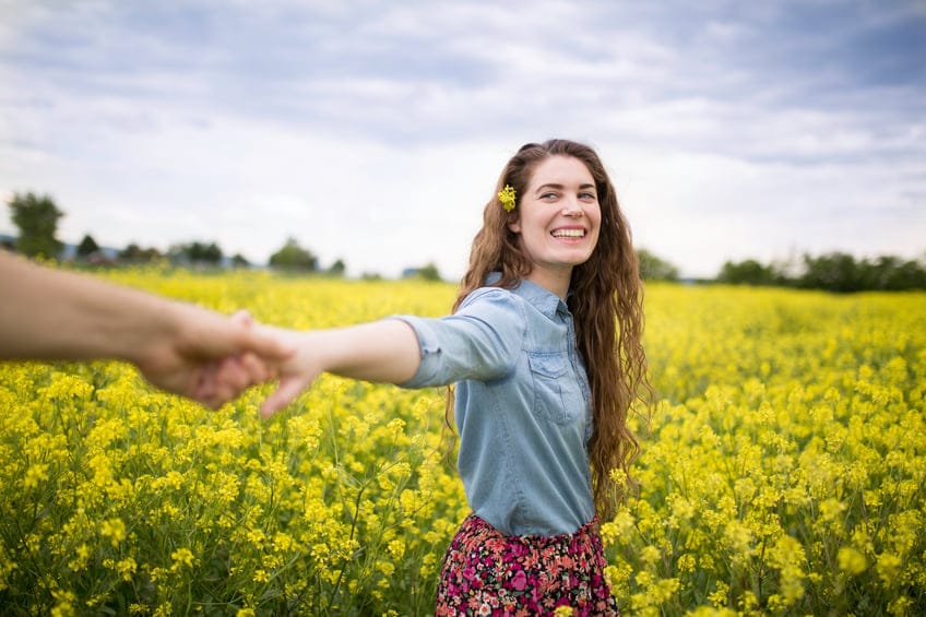 girl field happy portrait
