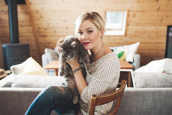 Woman and her cute cat