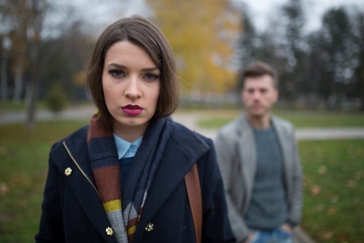 Young couple having serious problem in marriage