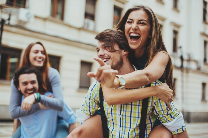 young couples fun city summer