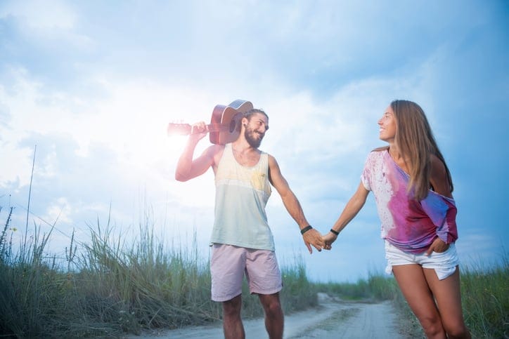 couple summer sunshine outdoors