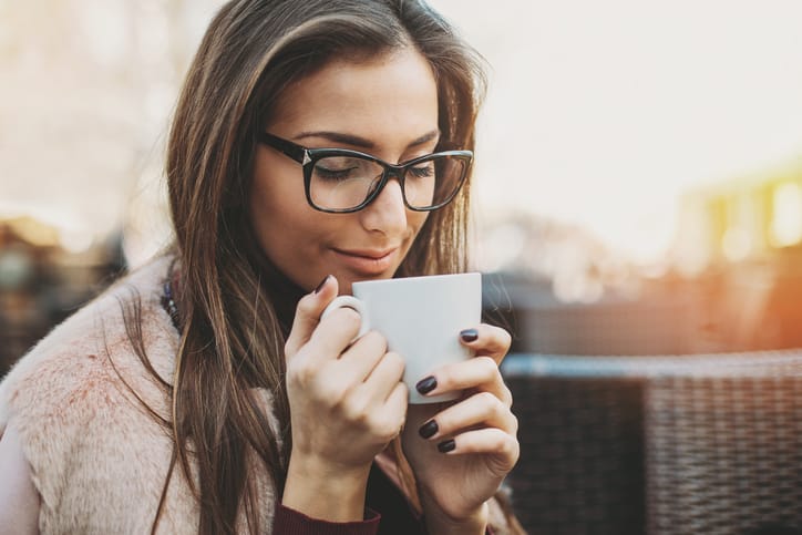 Enjoying the coffee aroma