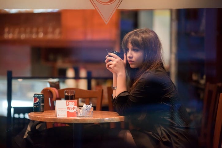 Beautiful girl drinking coffee