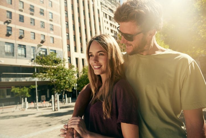 Couple walking in the city