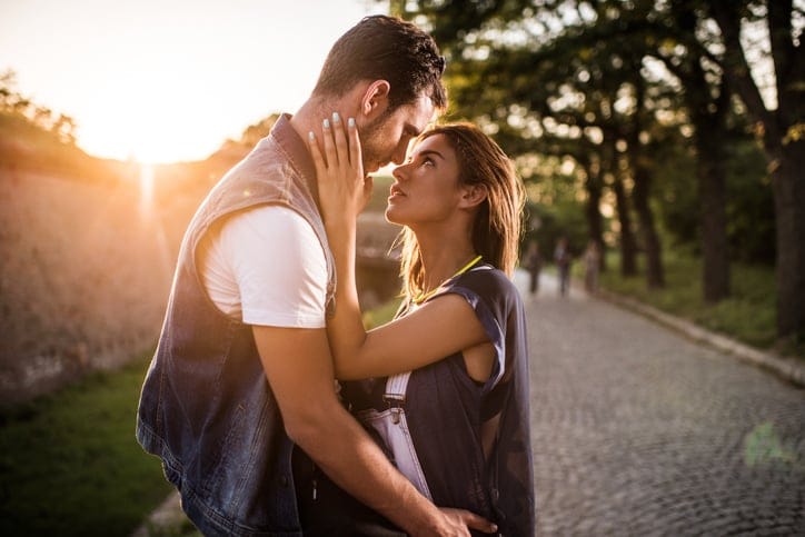 Young couple spending a day at the park.