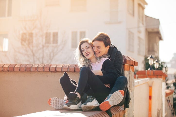 young couple happy outdoors