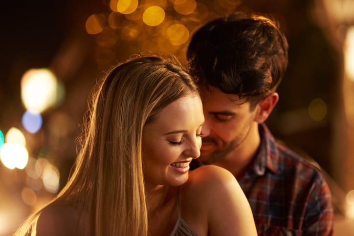 Shot of a young couple out on a date in the city