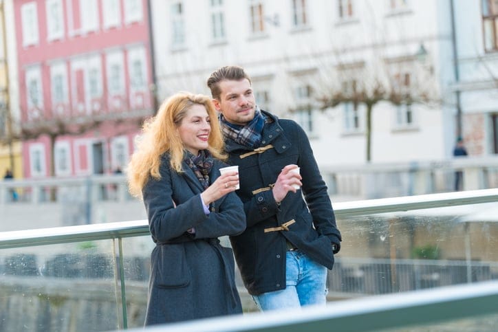 Couple enjoying outdoors in a urban surroundings