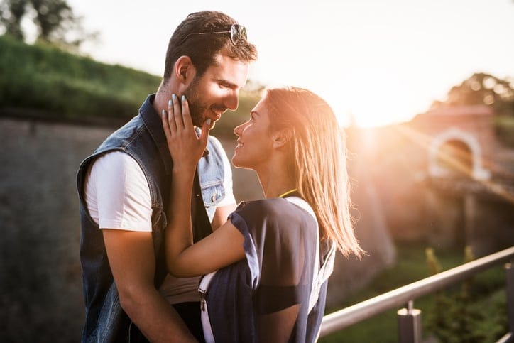 Loving couple spending a day at the park.