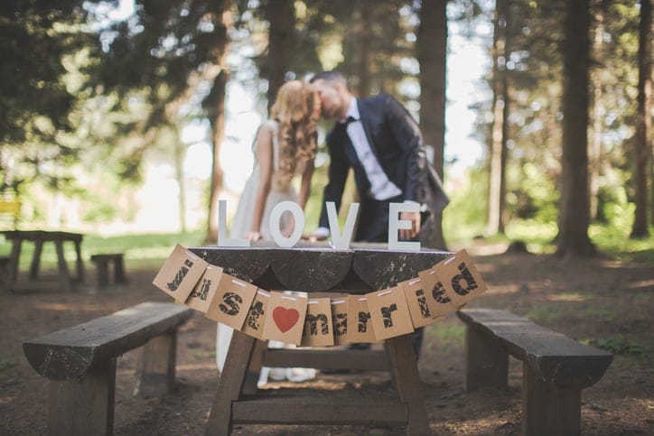 Newlyweds in nature
