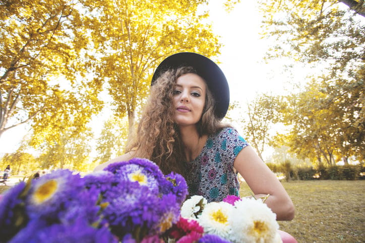 Beautiful woman on a bicycle