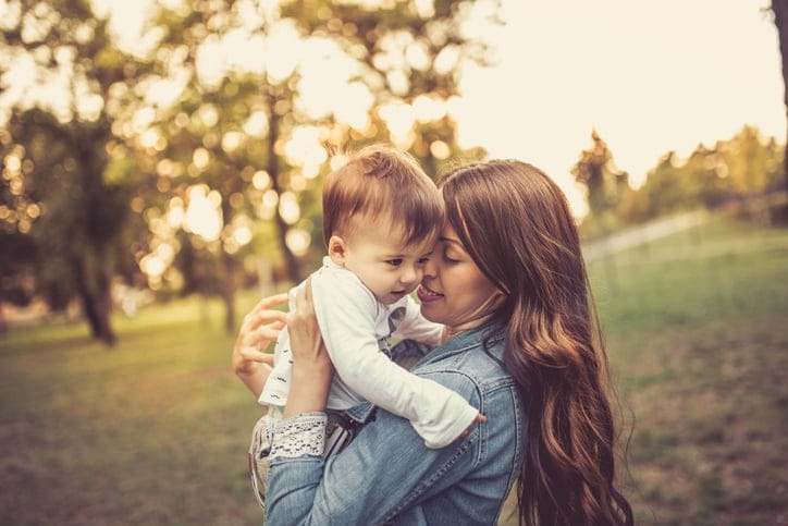 Mother and son in nature