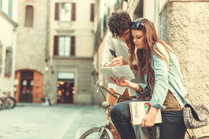 Tourists with guide of Italy.