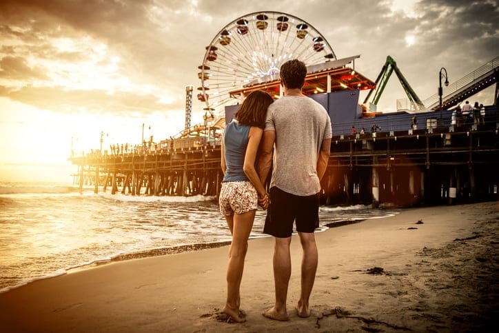 Happy couple spending time in Santa monica