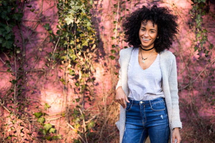 Portrait of beautiful woman looking at camera