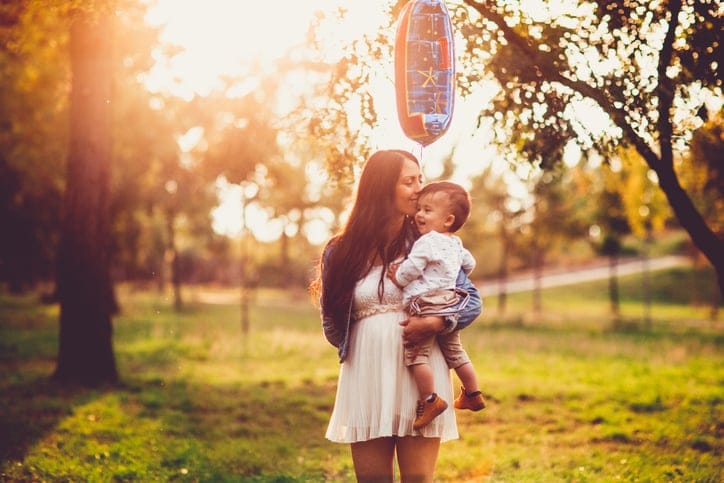 Mother and son in nature