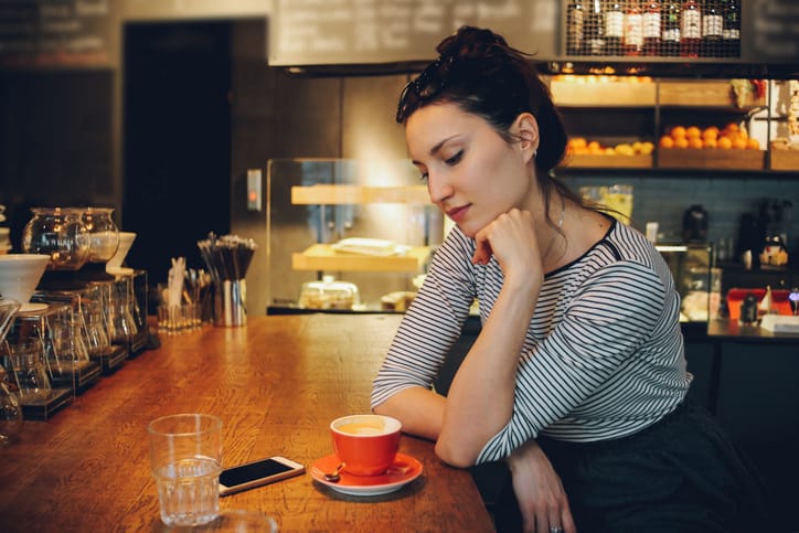 Young woman enjoying a coffee break