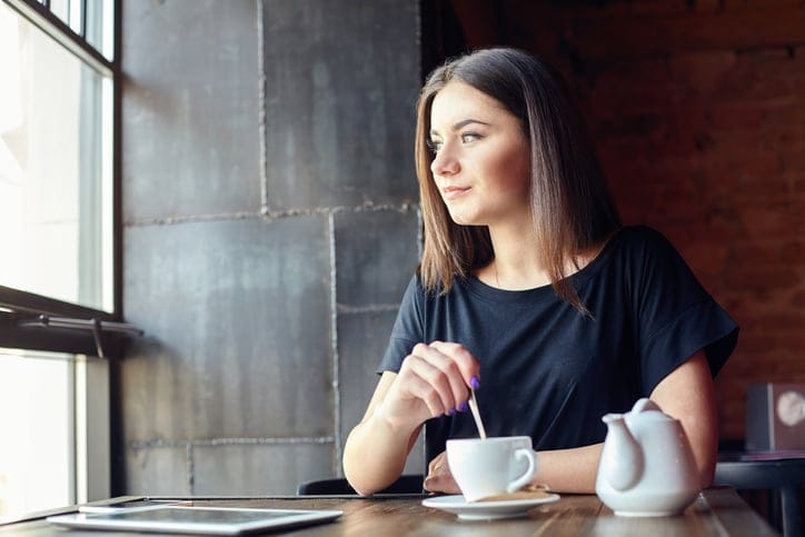 young woman cafe